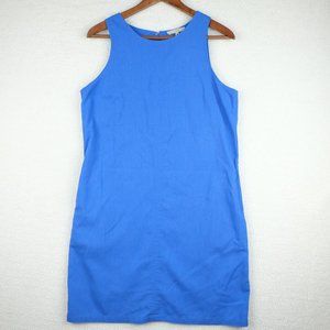 Vintage Tunic Top Womens Medium Blue Sleevelss Viscose Linen Classic Casual